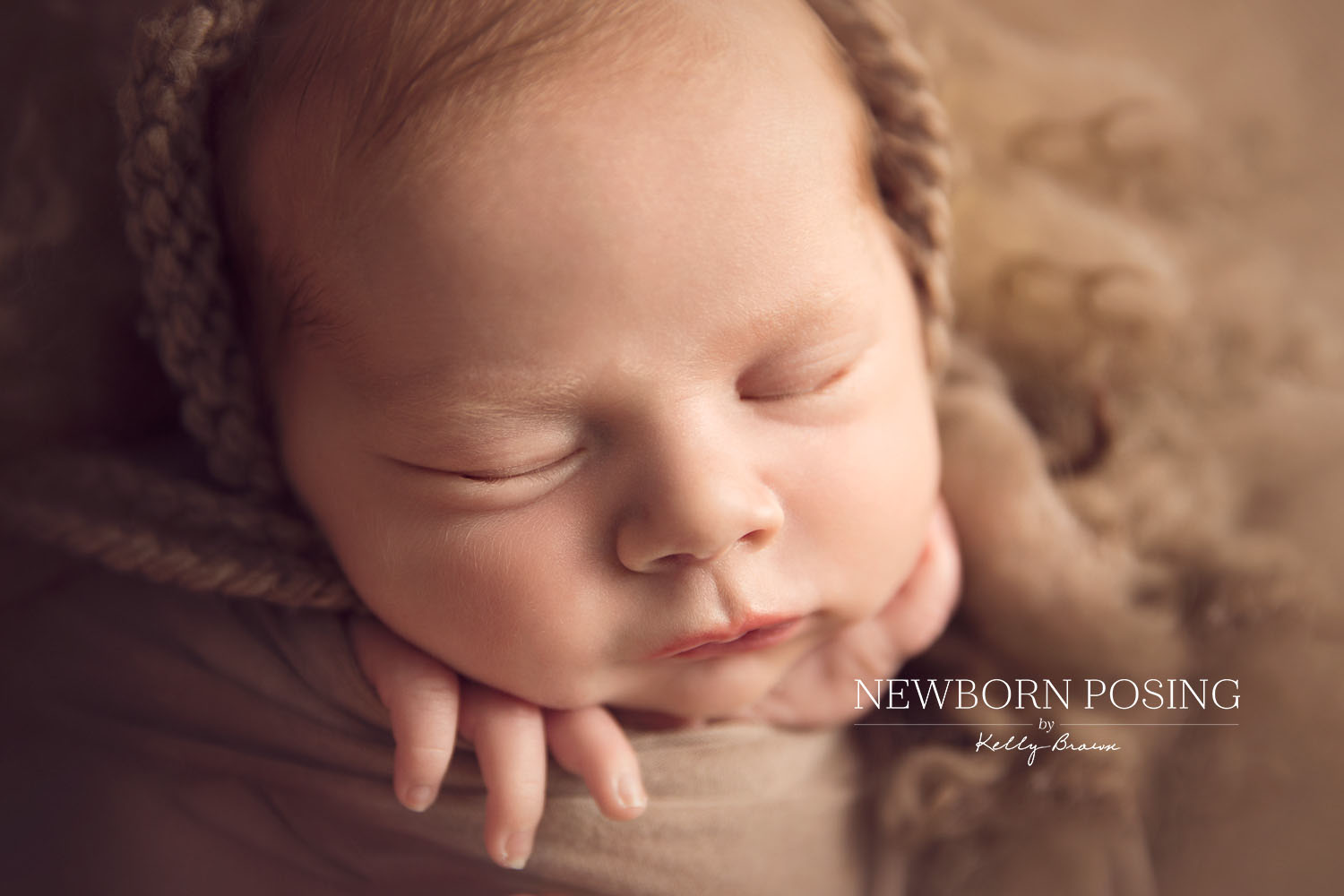 Newborn photography of baby's face close up