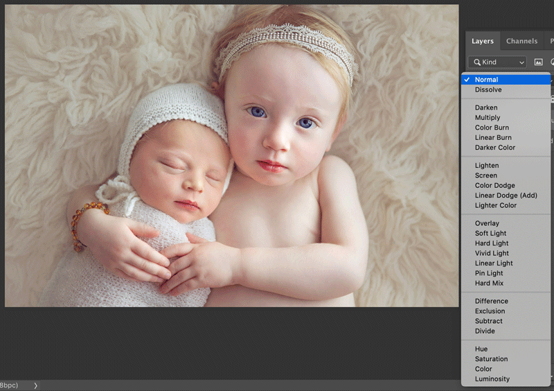 newborn posing blend modes photoshop 2019