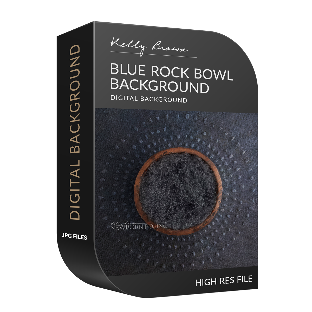 Blue Rock Bowl Digital Background Newborn Posing