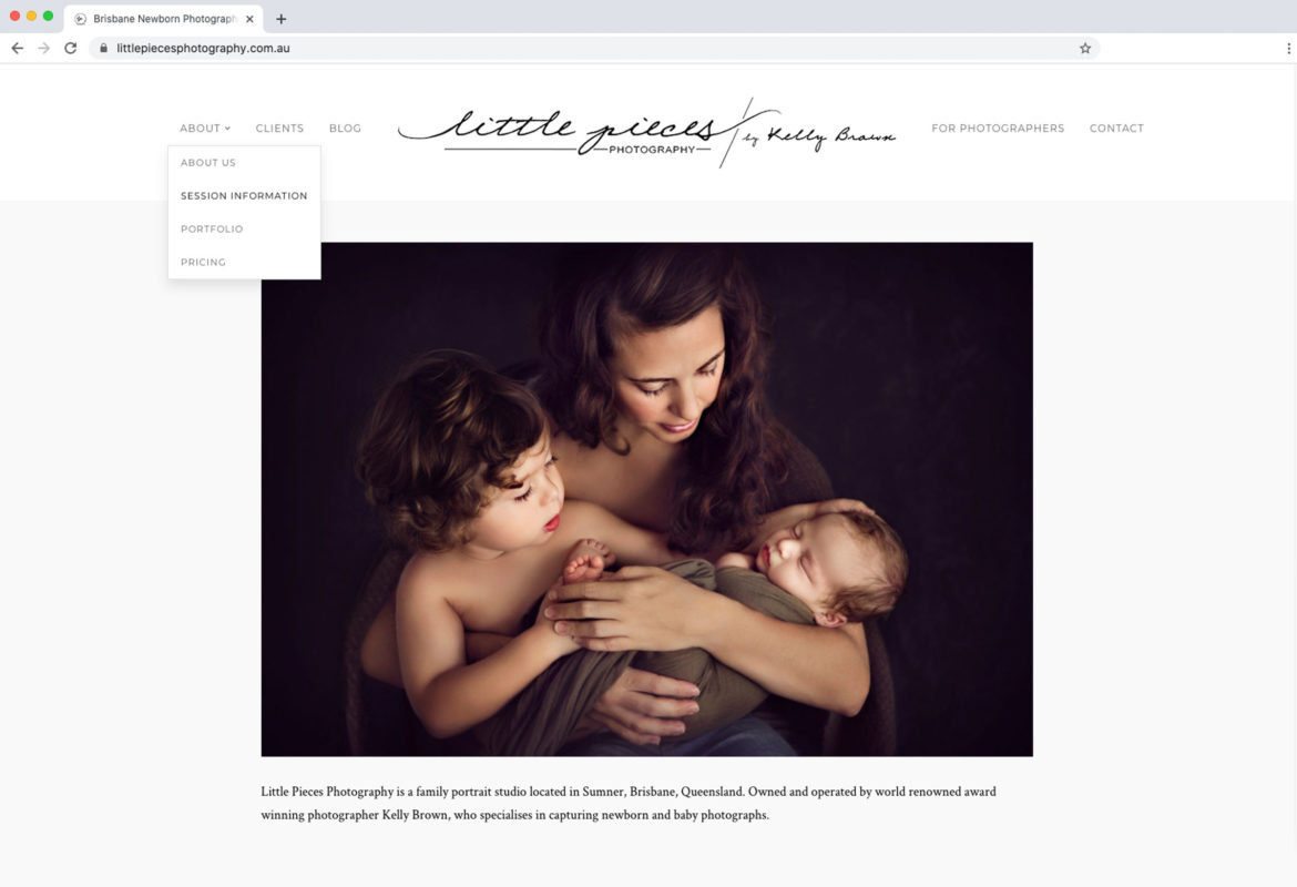 Little Pieces Photography website homepage by Kelly Brown