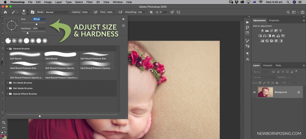 Brush Shortcuts and Tips Newborn Posing