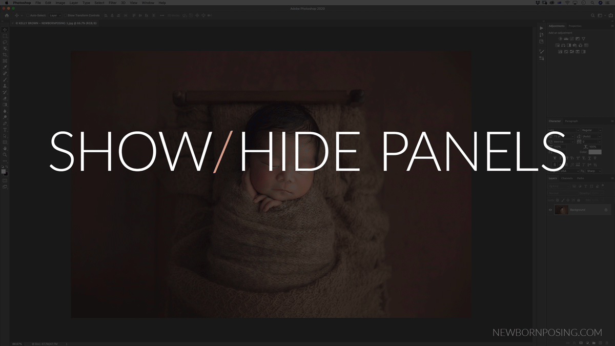 Hide or Show All Photoshop Panels