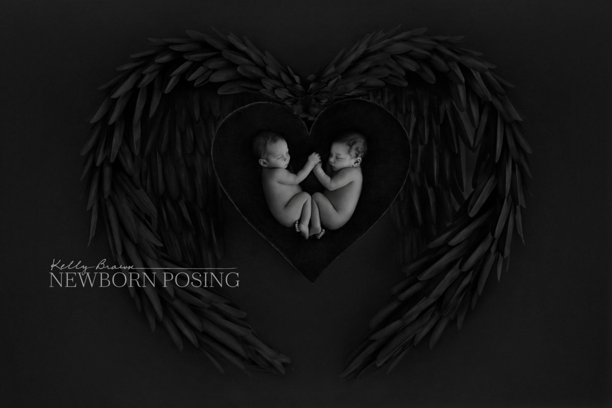 newborn twins dark and moody by Kelly Brown